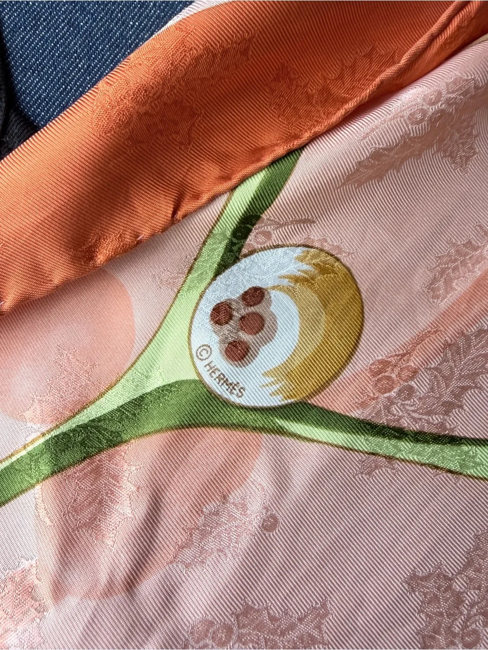 Hermes Pink Orange Green Floral Silk Scarf